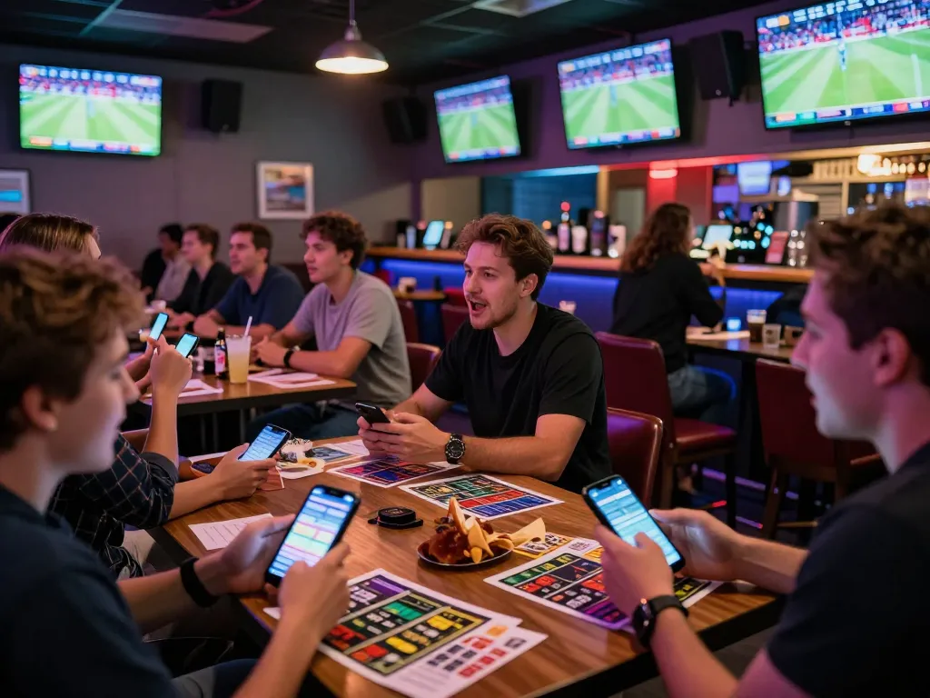 Fans placing bets on sports in a lively lounge showcasing keo nha cai with vibrant atmosphere