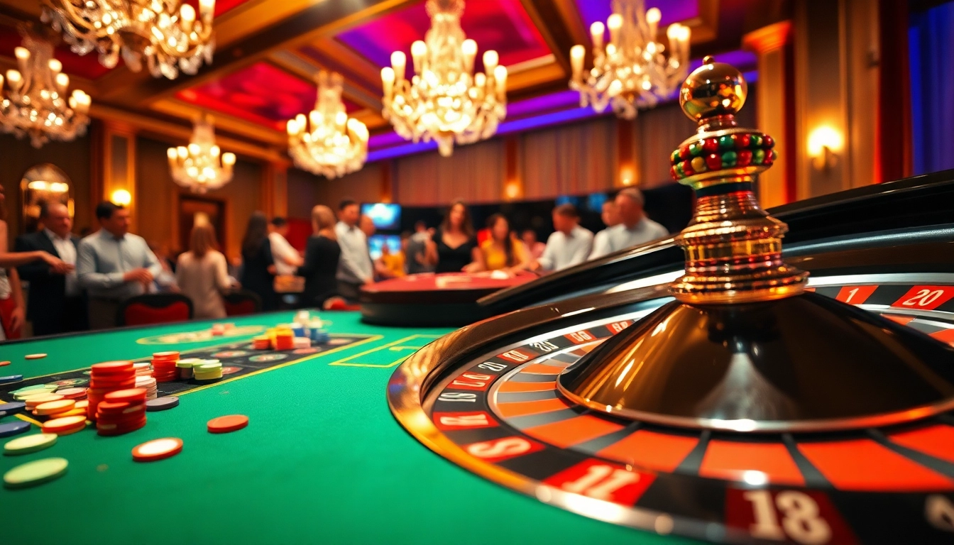 Experience the thrill of an online casino at a vibrant roulette table with eager players.