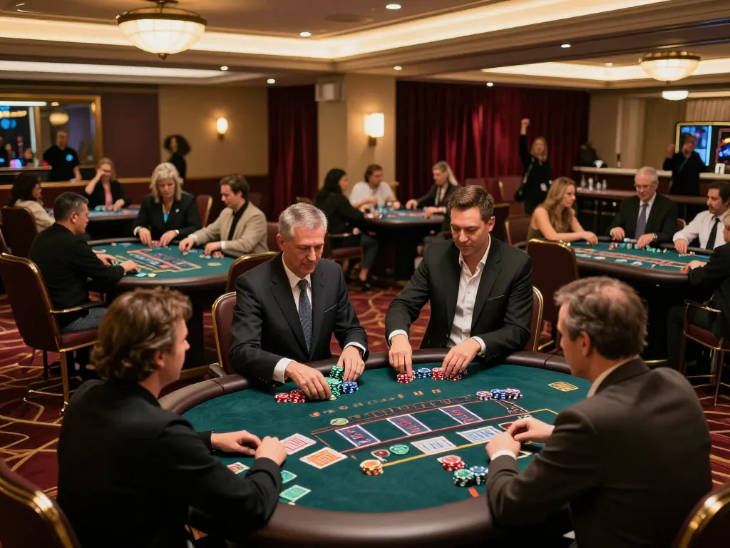 Players strategizing and betting at cm 88 casino blackjack tables with vibrant atmosphere.