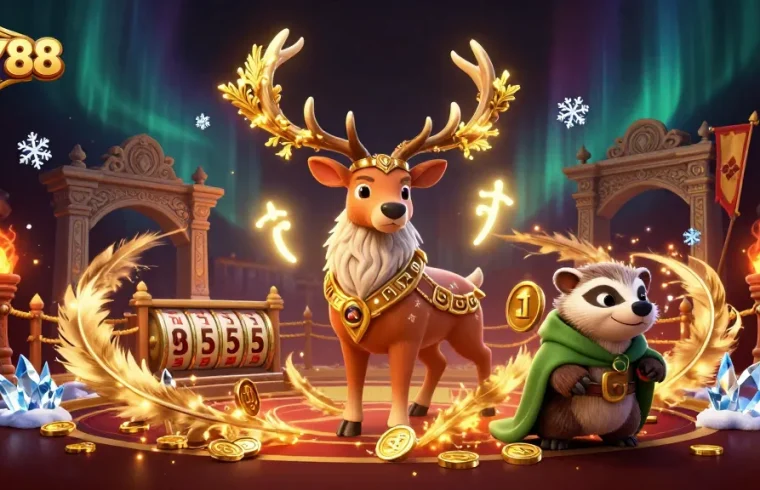 Experience thrilling gameplay at SKY88 with a vibrant gaming scene featuring Celtic characters and casino elements.