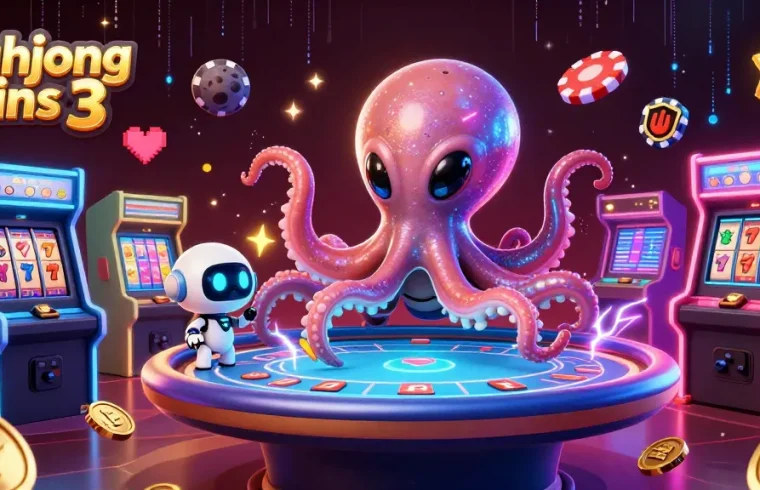 Experience big wins in mahjong wins 3 with vibrant 3D casino graphics and alien characters.