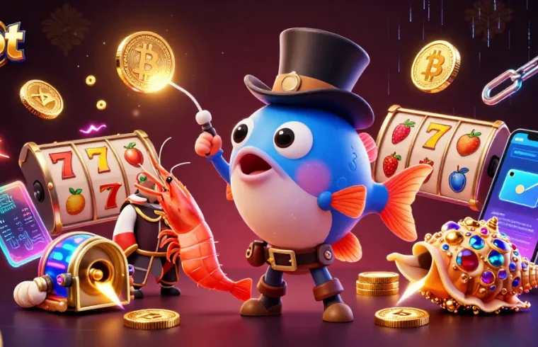 Slot gacor menarik uang emas dengan karakter kartun laut yang menyenangkan.