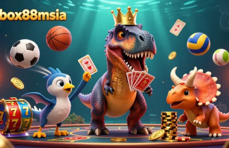 Experience thrilling gameplay with winbox88msia's unique 3D casino scene featuring engaging characters and vibrant gaming elements.
